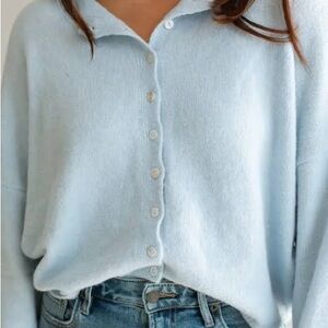 Carly Jean Los Angeles Light Blue Cardigan